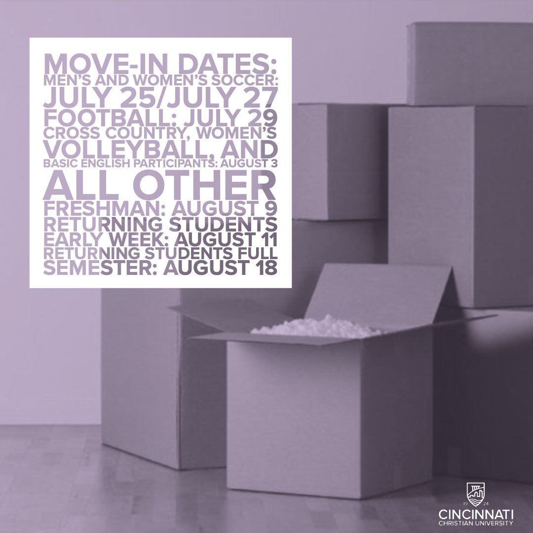 AdmissionsCCU's tweet photo. It's time to pack your boxes, Welcome Weekend begins in #25Days 🦅  For specific times and information about your move in date contact your coaches admissions counselors. https://t.co/rwsFL8Mn4W