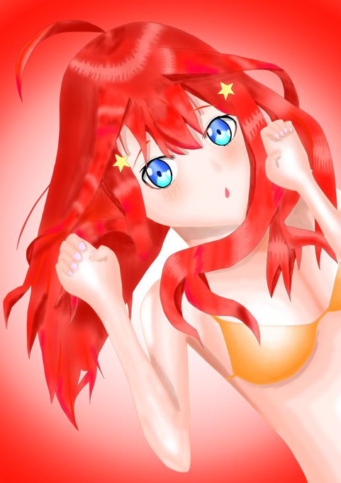 ちゃおぴんさんがTwitterに投稿した中野五月(五等分の花嫁)のイラスト。