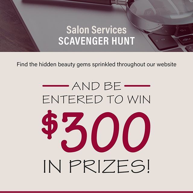salonservices's tweet image. The Hunt is On!! Visit our blog for clues on where to find all 8 hidden beauty gems for a chance to WIN!! Play Today! 🎁🎉 LINK IN BIO. (Players must reside in our participating territories to be eligible to win).
.
.
.
.
#sspro #encouragingpersonalmas… ift.tt/2JzKlWa