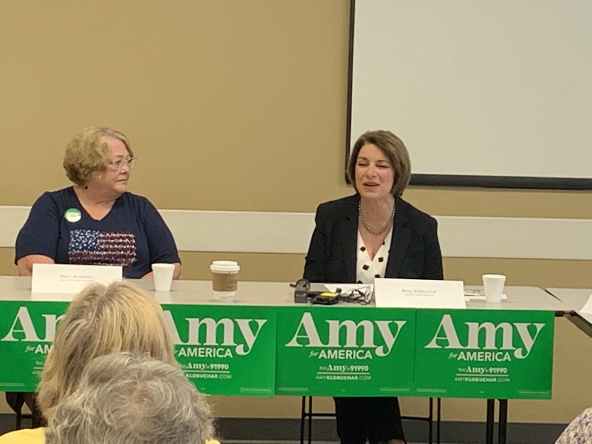 Senator Amy Klobuchar in Des Moines this morning, where she’ll be talking about her comprehensive plan for seniors, which includes tackling Alzheimer’s and strengthening retirement security. @FoxNewsMMR #2020dems