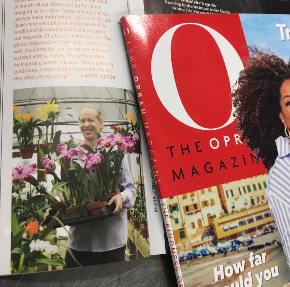 Thanks to writer Cathy Alter for this nice piece in the August issue of O Magazine. @oprahmagazine <a href="/Oprah/">Oprah Winfrey</a>  #chadwickorchids #orchids #Oprah #flowers