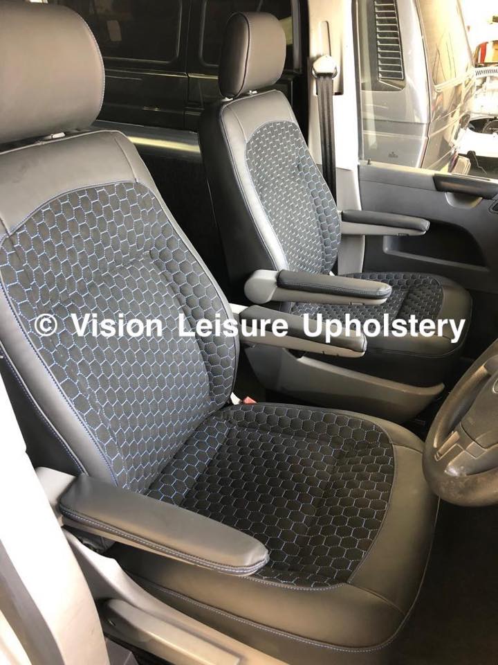 VisionLeisure's tweet image. A recent half leather interior completed for a customer including the supply and fitting of a Rusty Lee crash tested rock &amp;amp; roll bed, setting off this lovely conversion #RustyLee #VehicleUpholstery #Shropshire