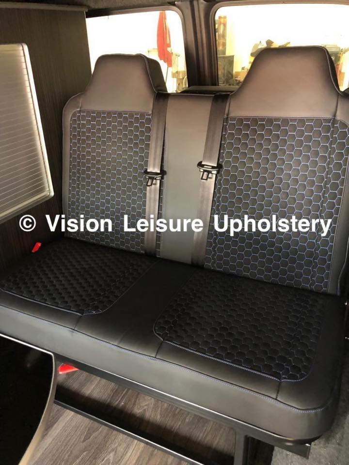 VisionLeisure's tweet image. A recent half leather interior completed for a customer including the supply and fitting of a Rusty Lee crash tested rock &amp;amp; roll bed, setting off this lovely conversion #RustyLee #VehicleUpholstery #Shropshire
