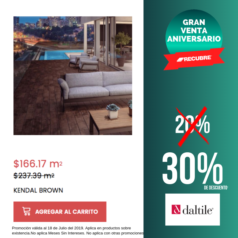 #Daltile y #Porcelanite te dan no un 20% sino un 30% de descuento hasta el 18 de Julio 2019 durante nuestra #GranVentaAniversarioRecubre 🤩  
Llévate pisos de gran calidad y diseño a increíbles #precios. 
Ven hoy a cualquiera de nuestras sucursales #Recubre