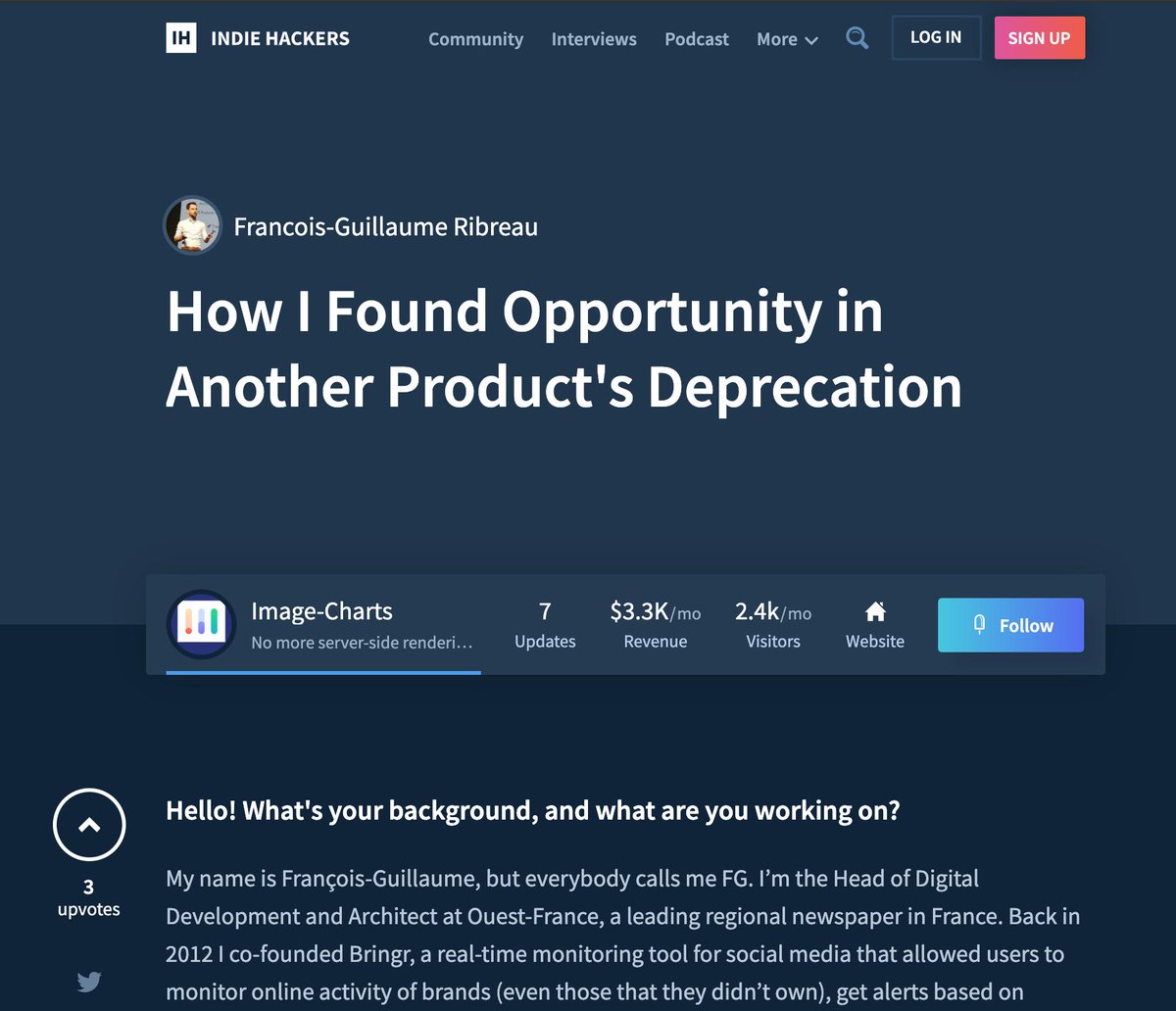 Our founder @fgribreau had an interview with @IndieHackers, learn how @imagecharts started and where we are going!
https://t.co/NRGYoTWK1O https://t.co/kDXu4Z3seL