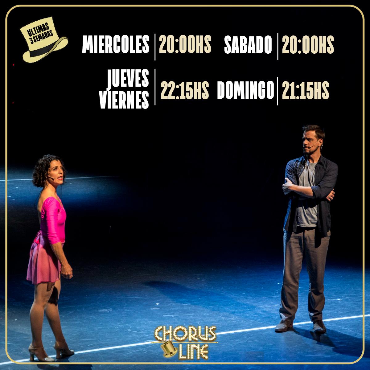 ¡¡ULTIMAS 3 SEMANAS!!
Veni a ver el fenómeno musical del año #ChorusLineArg antes de que se termine🎩✨

Te esperamos de Miércoles a Domingo en el @TeatroMetSura 

Conseguí tus entradas con un 2x1 ingresando en bit.ly/CHORUSPROMO
