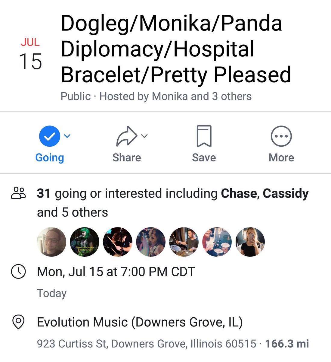 leg_dog's tweet photo. chicago tonight! with the pals in @DiplomacyPanda @hospitalbrace @monikaisaband and #prettypleased at evolution music! 💥 https://t.co/vgb500TuEM