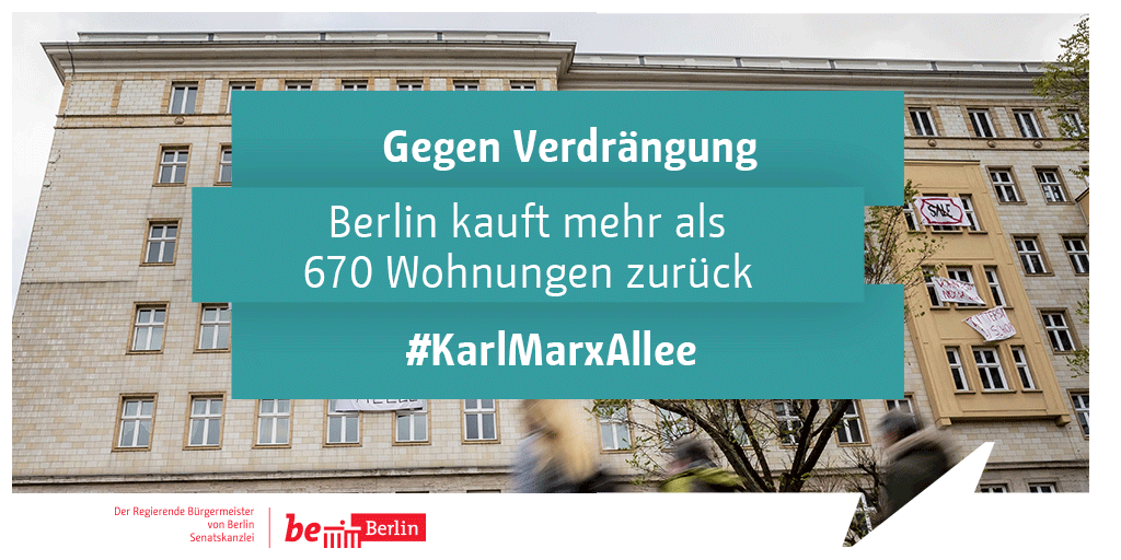 Berlinerinnen und Berliner sollen sich das Wohnen in der Stadt weiterhin leisten können. Deshalb war und ist es unsere feste Absicht, dort wo es geht, Wohnungen zu kaufen, damit Berlin wieder mehr Kontrolle über den Wohnungsmarkt erlangt. #KarlMarxAllee #KMA