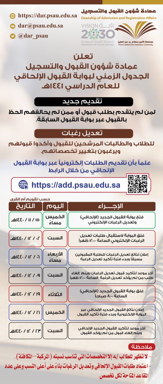 تخصصات جامعة سطام