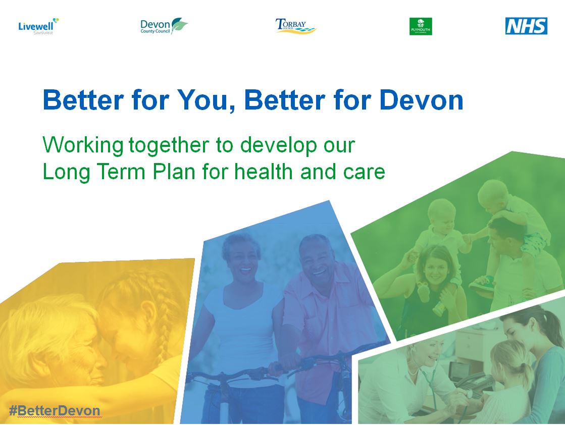 Help shape the future for health and care in Devon by sharing your views as part of a major engagement programme this summer 🏥 tell us what you think and find out more: ow.ly/HULg50v0LsE

<a href="/livewellsw/">Livewell Southwest</a> @NHSDevonCCG <a href="/plymouthcc/">Plymouth City Council</a> <a href="/UHP_NHS/">University Hospitals Plymouth NHS Trust</a> <a href="/Torbay_Council/">Hito Prajapati</a> <a href="/HwDevon/">Healthwatch Devon</a> <a href="/HWTorbay/">Healthwatch Torbay</a>