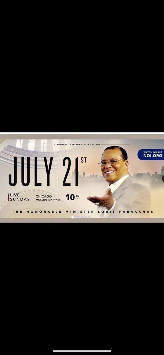 Mosque Maryam On Twitter This Sunday The Honorable Minister Louis Farrakhan God Willing Will Be Speaking Live Here At Mosque Maryam July 21st Doors Open At 9 30 A M Program Starts At 10
