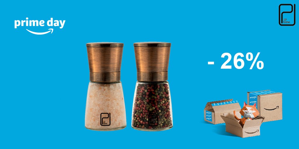 PJCKitchen's tweet image. It's Prime Day! 🎉🎉🎉
Get 26% off on our Copper Salt and Pepper Grinder Set with Magnetic Tops: amzn.to/2Lmg8Mm
🎁🎁🎁