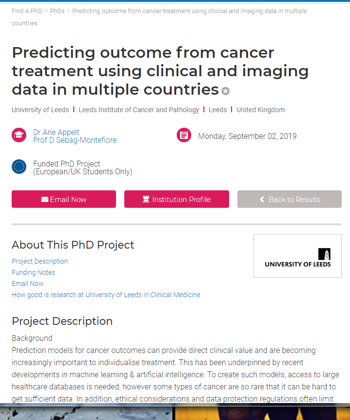 LeedsRTresearch's tweet image. Have a strong background in computer science? Care about the outcomes of cancer patients? Want to come and do a PhD with us that combines the two with supervision from @cancerphysicist? 👉findaphd.com/phds/project/p… #distributedlearning #AI #radonc @LeedsMedHealth @OncologyLeedsTH