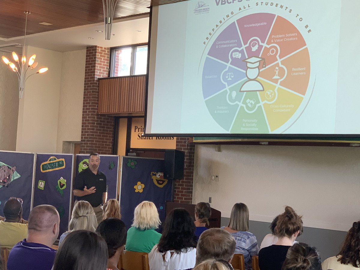 MsMeghanTimlin's tweet photo. Amazing opening with @vbschools secondary Principal @MatthewDelaney9 who shared how activities are the thing students will remember most about their time in our schools! #vbcpsadvisers https://t.co/wVYxHVC3MJ