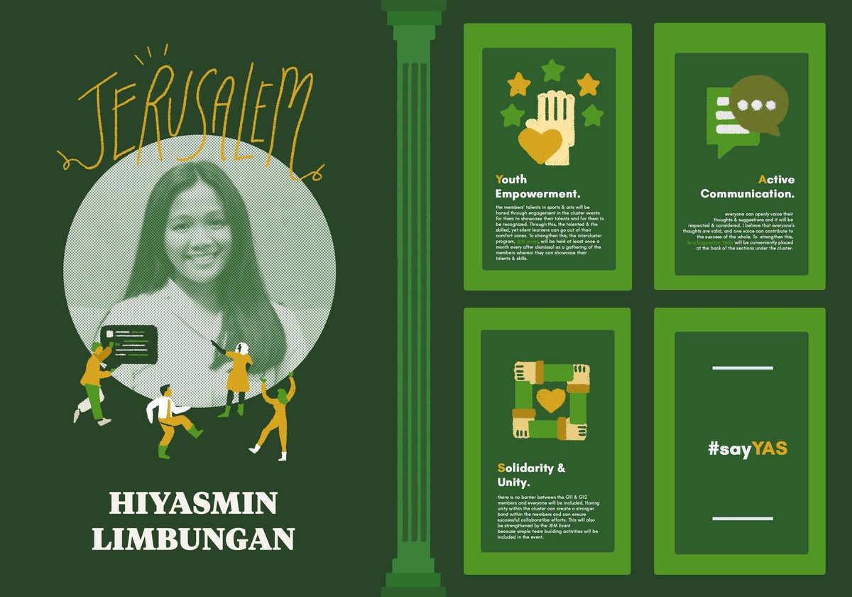 joycecaryl_'s tweet photo. VOTE HIYASMIN LIMBUNGAN FOR JERUSALEM CLUSTER REPRESENTATIVE
For a UNITED, INCLUSIVE, and COLLABORATIVE cluster,
#SayYAS
#FuegoJerusalem🦌💚 https://t.co/LgikdAt3jX