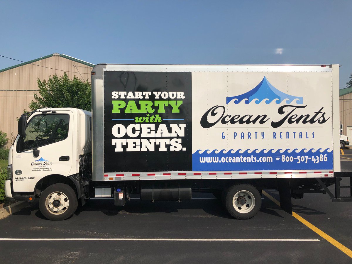 Ocean Tents & Party Rentals recently had a box truck in to get some graphics installed! New box trucks are always fun to transform! #CoastalSign #Sign #Design #OceanTents #BoxTruck