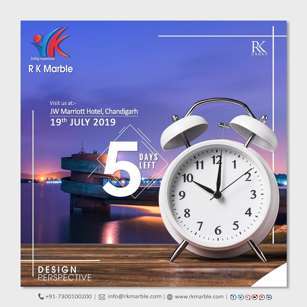 rkmarblegroup's tweet photo. 5 Days Left!
Design Perspective #Chandigarh 19 July 2019!
Visit - https://t.co/8fGsVjcoTm

#RKMarble #DesignPerspective2019 #Countdown #DaysLeft #Marble #LastingImpressions #Constructions #HomeDecor #SaidExpo #Architects #Interiors #Exteriors #InteriorDesigning #Technologies https://t.co/s8Owb1iqLs