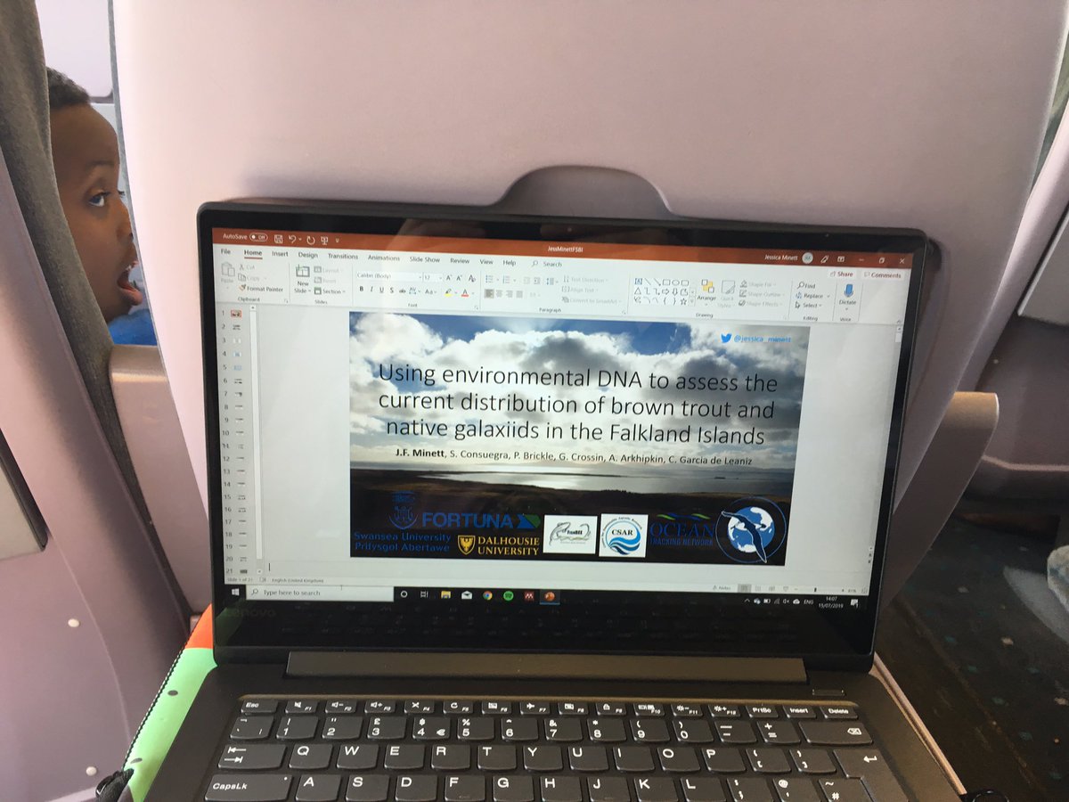 jessica_minett's tweet photo. On my way to #FSBI2019 with @EcologyImages, just adding the final touches to our presentations! #eDNA #BrownTrout #ZebraTrout #Falklands #TroutPhD @BlueFish_EU https://t.co/XsNvOQHLE5