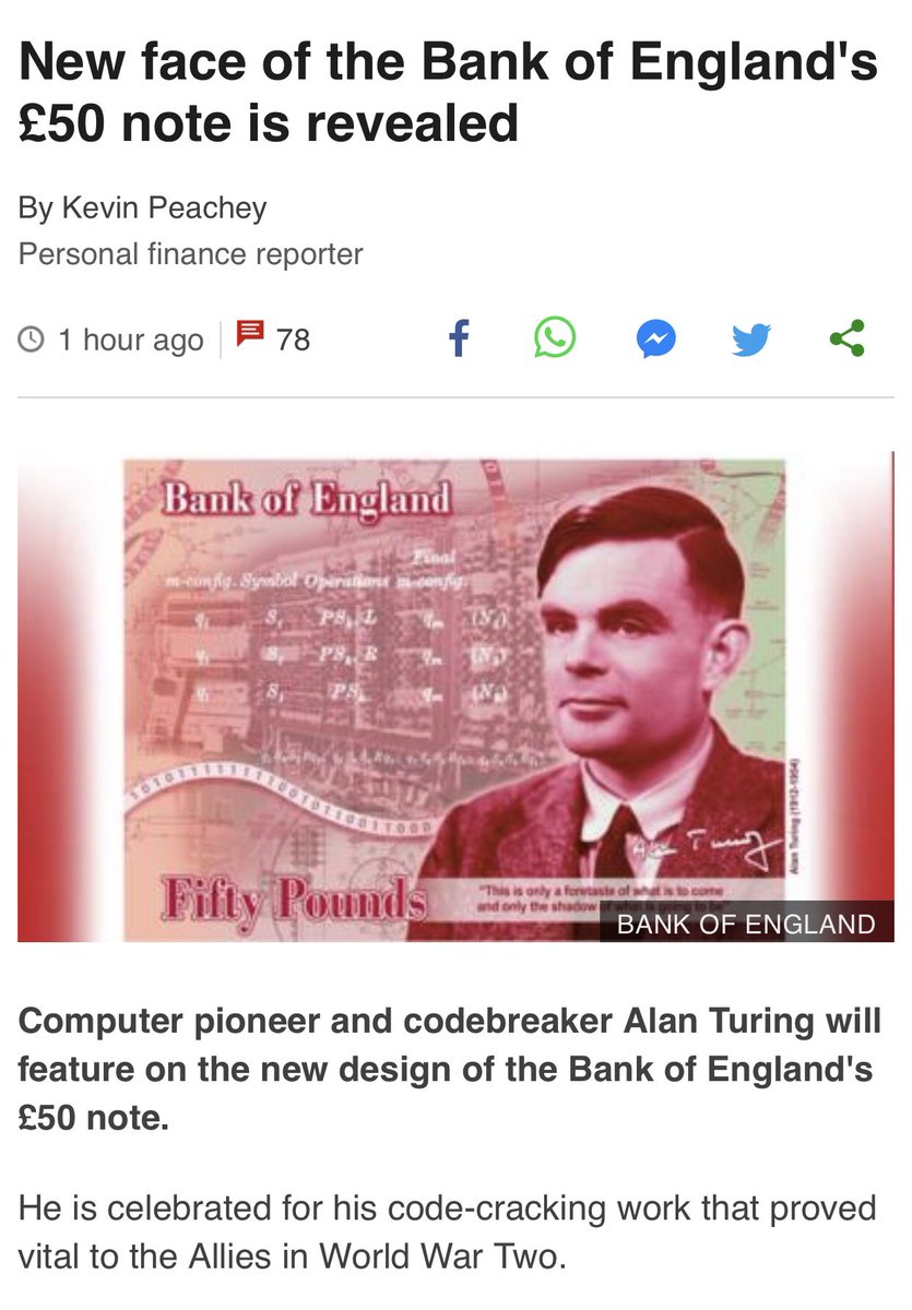 Wow what fantastic news for all LGBT+ people. Recognition at last for this man who saved thousands of lives only to be persecuted for being gay. Well done <a href="/bankofengland/">Bank of England</a>