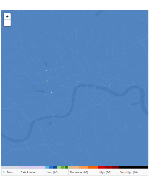 LondonAir's tweet photo. Current Air Quality across London at: 15/07/2019 - 13:20 @LondonAir https://t.co/kVCkhh7bZc https://t.co/BfTqai5wWi