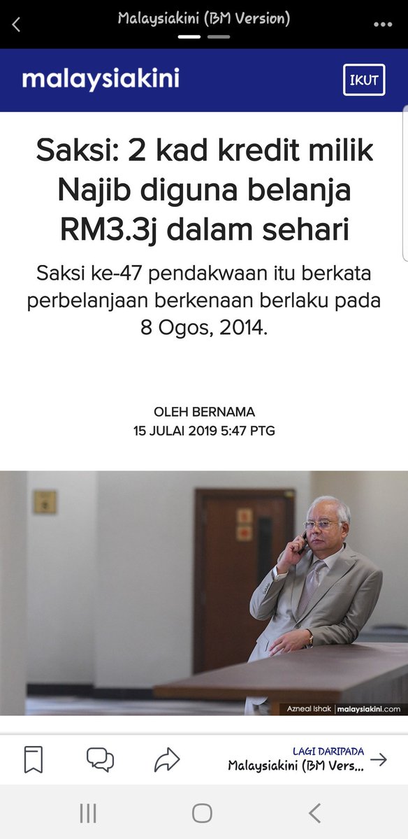 ZaliePol's tweet photo. @NajibRazak Hang dok merepek pe bosscai...rm3.3j hang boleh abis kn sehari...aku nk menabung 1tahun nk dapat 1k pun berhempas pulas https://t.co/REu7LmuLz5
