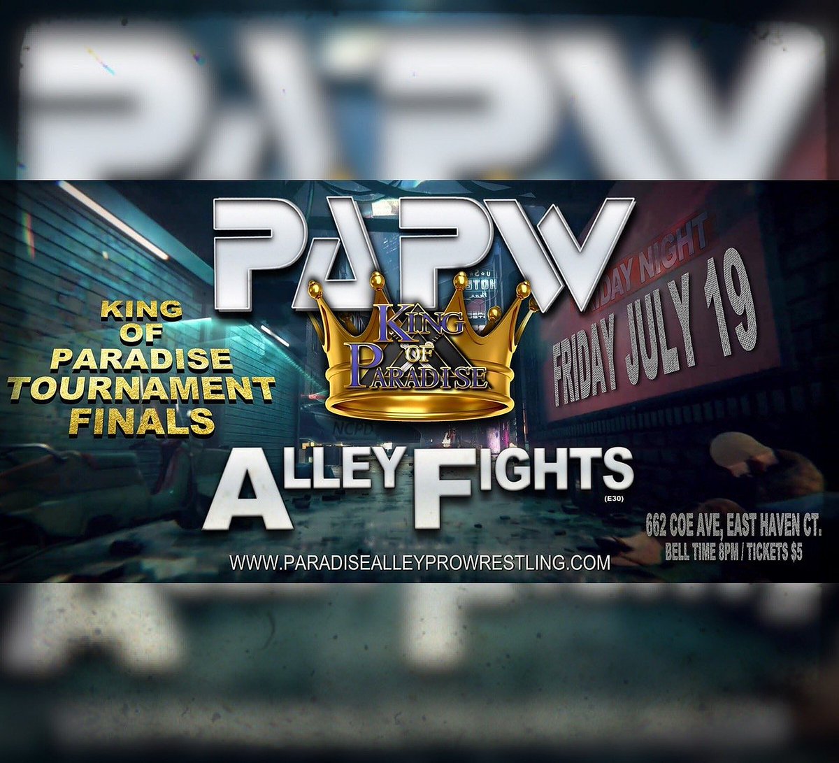 NickPayne_HOP's tweet photo. This Friday Night #AlleyFights return with the Semi- Finals &amp; Finals of the 2019 #KingOfParadiseTournament also The #AlleyFights Debut of @colossalmikelaw , @joeettell &amp; @bambamthebelly also @markahaggerty will be in the house Don't Miss it!!!!! https://t.co/sDR6lROKOI