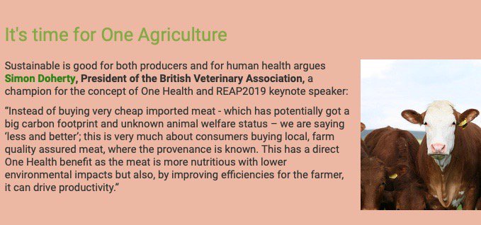 simondocvet's tweet photo. Delighted to be giving a keynote lecture on #OneHealth at @AgriTechEast #REAP2019 #OneAgriculture conference on 6th November in Newmarket! #OneVeterinaryCommunity #OneHealthIsGREAT https://t.co/jYpLCc9cRc