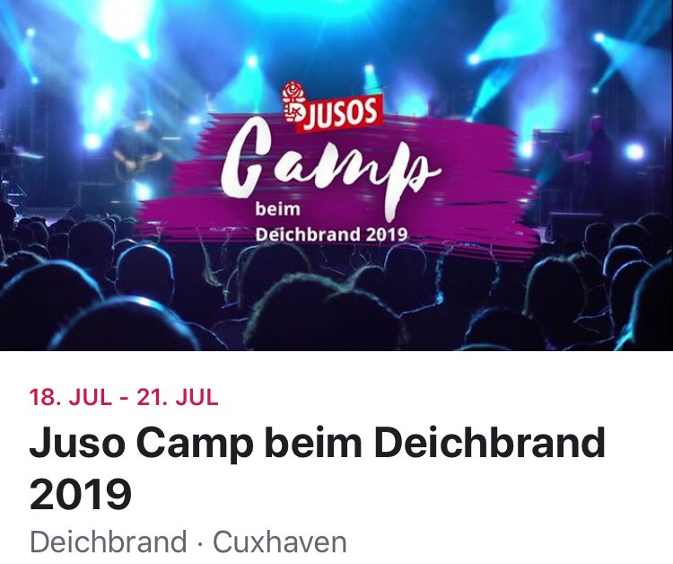 An alle Festivalfans: Wir haben auf dem <a href="/DEICHBRAND/">DEICHBRAND Festival</a> ein Camp mit den <a href="/jusosnds/">Jusos Niedersachsen</a> organisiert. Als Special-Guest wird @KuehniKev am Start sein. Gerne vorbeigucken, wir sind irgendwo im Greencamp🤘🏻 <a href="/jusoscux/">Jusos Cuxland</a>