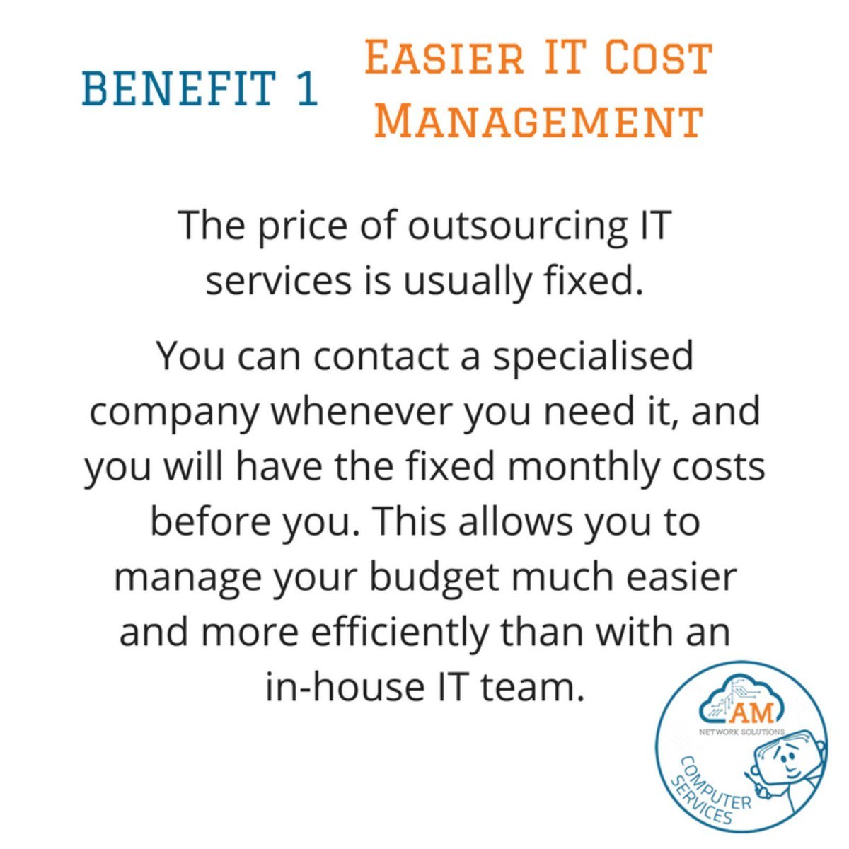 AM_NetSolutions's tweet image. Why use AM Network Solutions to help with the outsourcing of your IT?
We offer monthly fixed cost packages to help you budget your IT costs each month.
Give us call ☎ to find out more about our packages. 
#itmanagement 
💻 Applying IQ to IT 💻
wu.to/5nm7VN