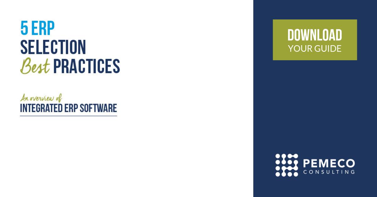 ERP success starts with the right software. Learn 5 ERP Selection Best-Practices and get a due-diligence checklist.
Download your guide now:  pemeco.com/5-erp-selectio…

#ERPselection #ERP #management #governanceplan #projectteam