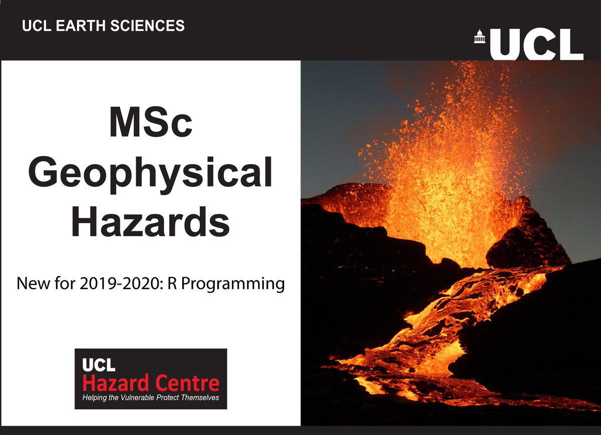 MSc Geophysical Hazards course; photo of erupting volcano.