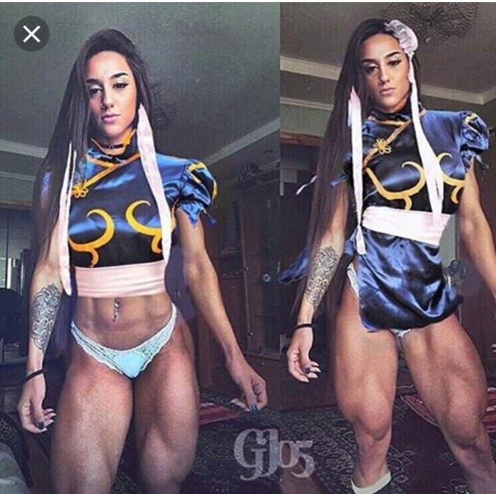 Bodybuilderin Vollbusige Cosplay Doppelter