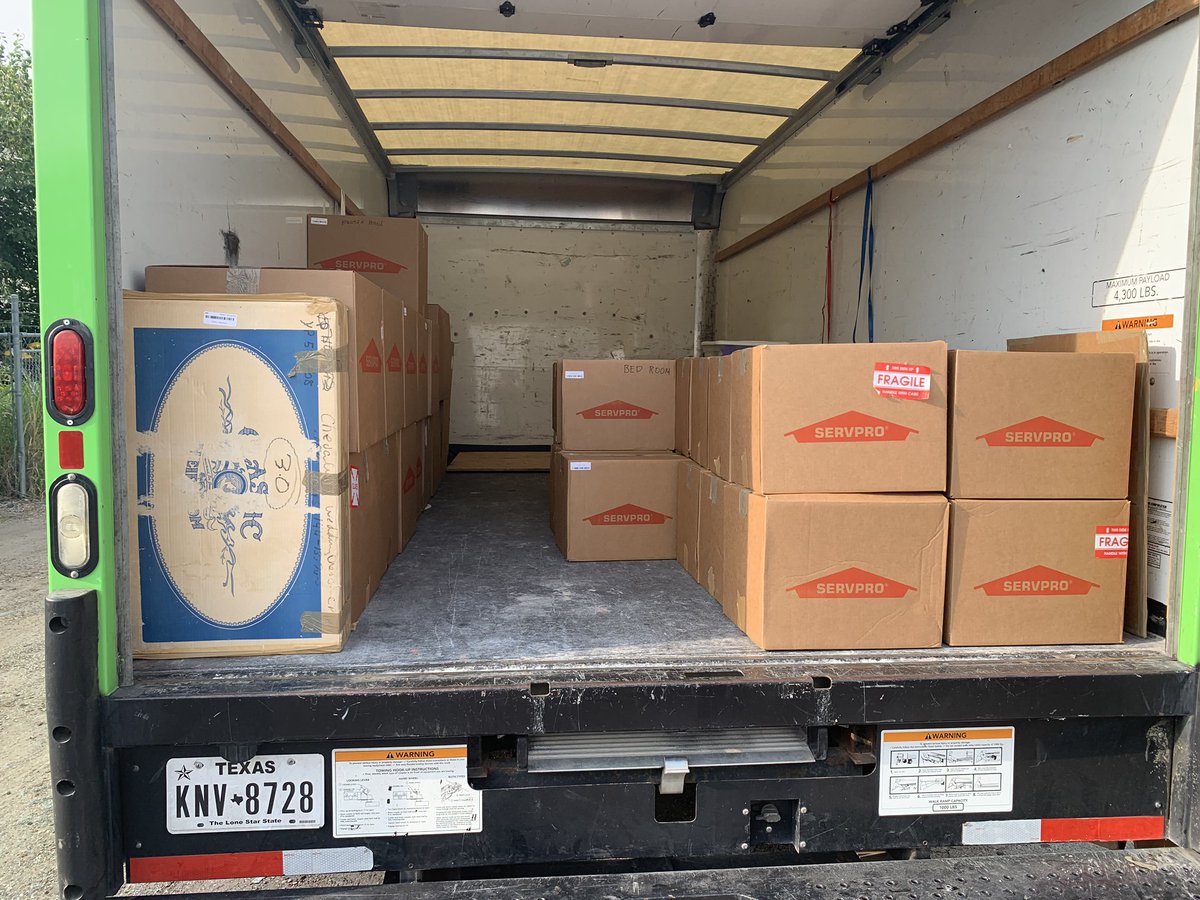 After cleaning and creating an inventory of this customers belongings, they are being loaded back on to the truck to deliver back to the clients home. We take extra care to carefully and digitally inventory everything!