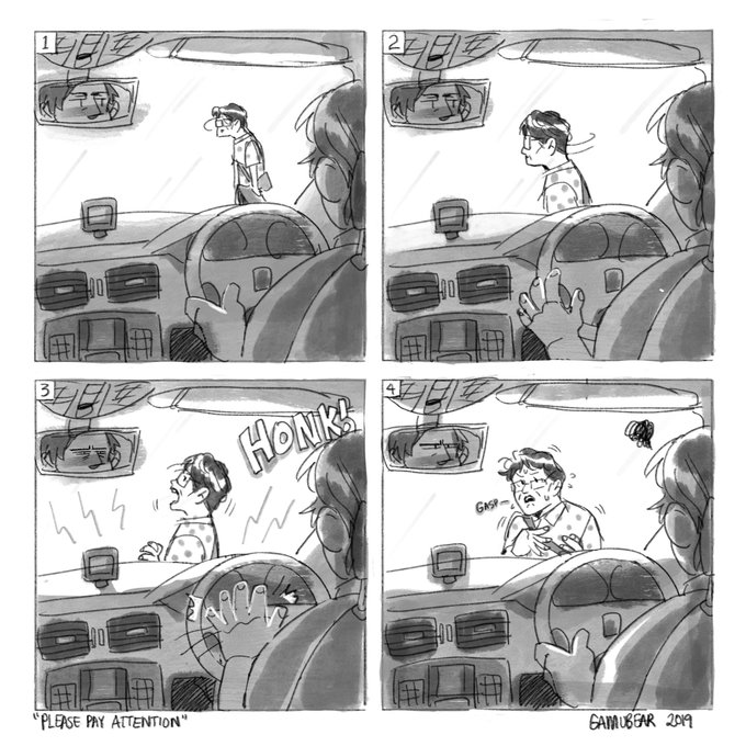 So this happened today, it was so funny i had to draw it ???

But seriously, lots of old people here really don't care and don't look at where they're going ? PLEASE look before you cross a road!! ? 