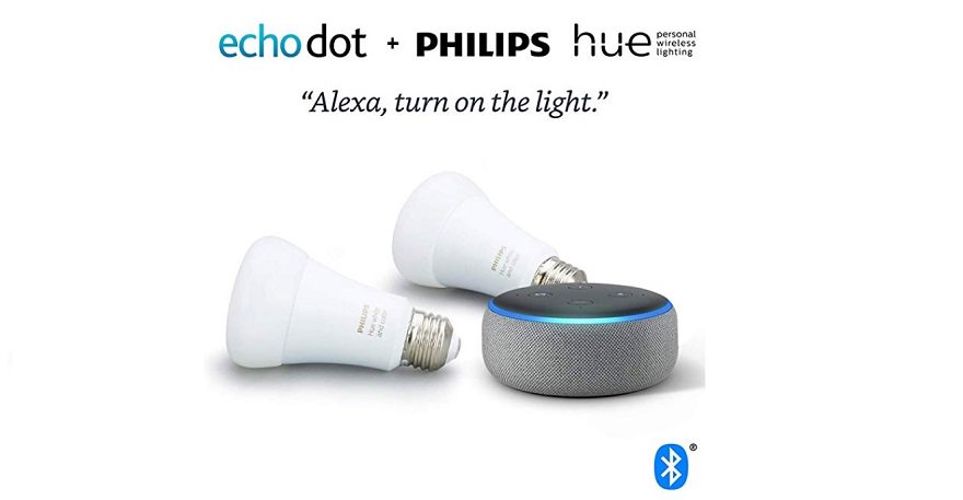 shopinbrand's tweet image. Echo Dot (3rd Gen) – Heather Gray with #PhilipsHue White &amp;amp; Color 2-pack A19 #SmartBulbs, Bluetooth &amp;amp; Zigbee compatible (No Hub Required), #SmartHouse #PrimeDayAmazon #smarthome #AmazonDeals 

#PrimeDayDeals Price $62.00 | SAVE 57% | amzn.to/2Ya8cnk