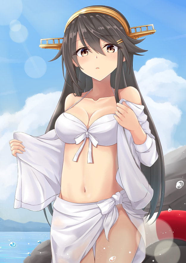 榛名(艦これ) 「#海の日 って事でちょっと最近の榛名さんを再掲 」|蒼月 朔のイラスト