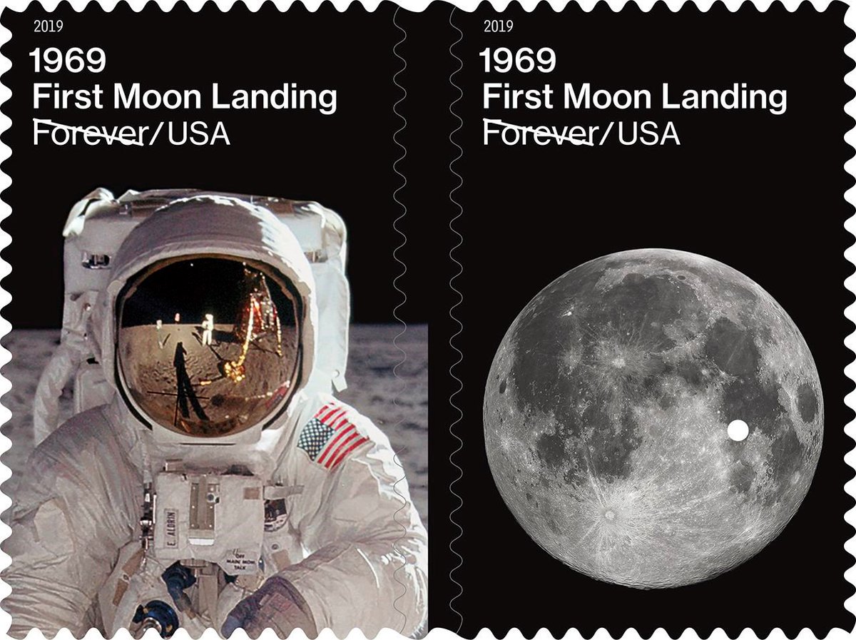 USPSCorpComm's tweet image. The U.S. Postal Service will celebrate the 50th anniversary of Apollo 11 and man’s first steps on the Moon with two Forever stamps on July 19, 2019, at Kennedy Space Center. #MoonLandingStamps  #AstronautStamps
about.usps.com/newsroom/local…