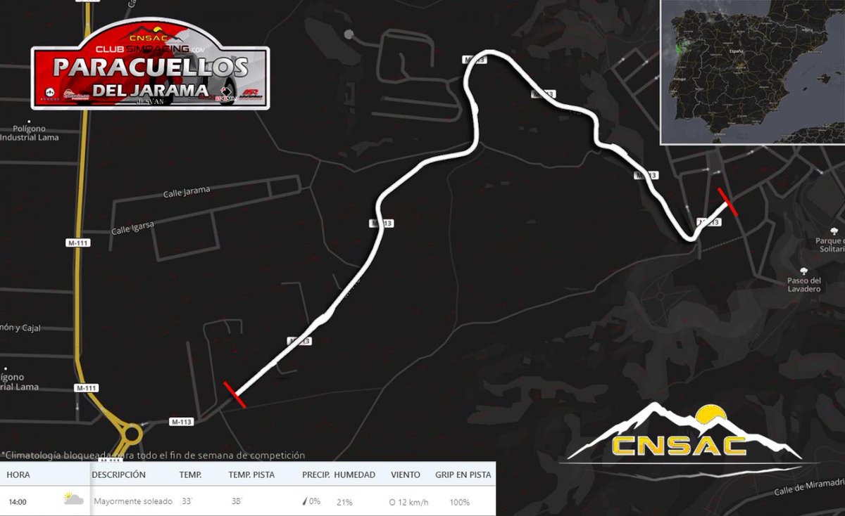 club_simracing's tweet photo. 🌥Parte Meteorológico para la #Evento5 Subida Paracuellos del Jarama perteneciente a #CNSAC2019.
Los datos se establecerán iguales en todos los servidores para todo el fin de semana.
Patrocina:
@AsturSimRace
@Esmerba
@jdr0ne
#FpDecoraciones
#Jesvan
Organiza:
@club_simracing https://t.co/SCp5YHoOps