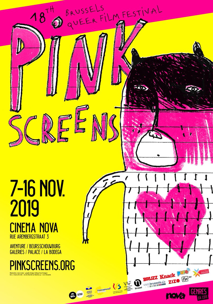 👋 S.A.V.E T.H.E D.A.T.E. 👋
We are super eXcited to present you its new poster for the 18th Pink Screens from 7th to16th of november  
Notre monstre au grand coeur 💖
#queercinema
 🌈Work of the visual artist Ania Lemin (Design) [anialemin.com] &amp; KidnapYour Designer 💕