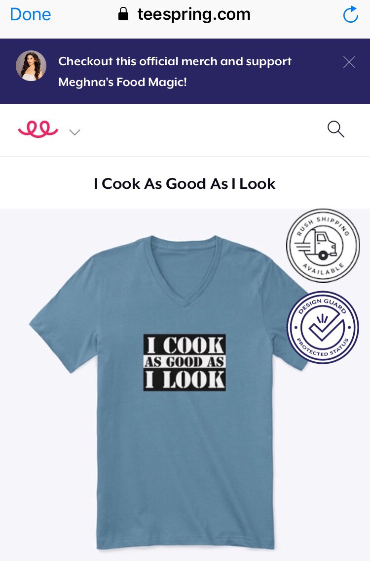 Check out #ICookAsGoodAsILook merchandise that  I have designed for you. Click here - bit.ly/2jZ0BpC &amp; order online. 
Available in multiple colors, size a variety of T’s, cool coffee mugs, mobile case etc etc. Do support ! 💋💋💋 Love M #ChefMeghna #merchandise