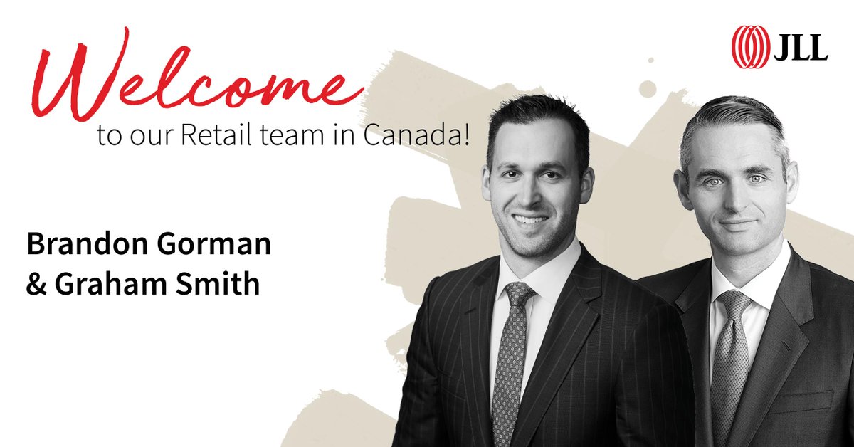 We are thrilled to announce that Brandon Gorman &amp; Graham Smith have joined JLL’s #retail team in Canada. They are outstanding additions to the team and will play an instrumental role in growing our agency leasing business and expanding our relationships. bit.ly/JLLGrowsRetail