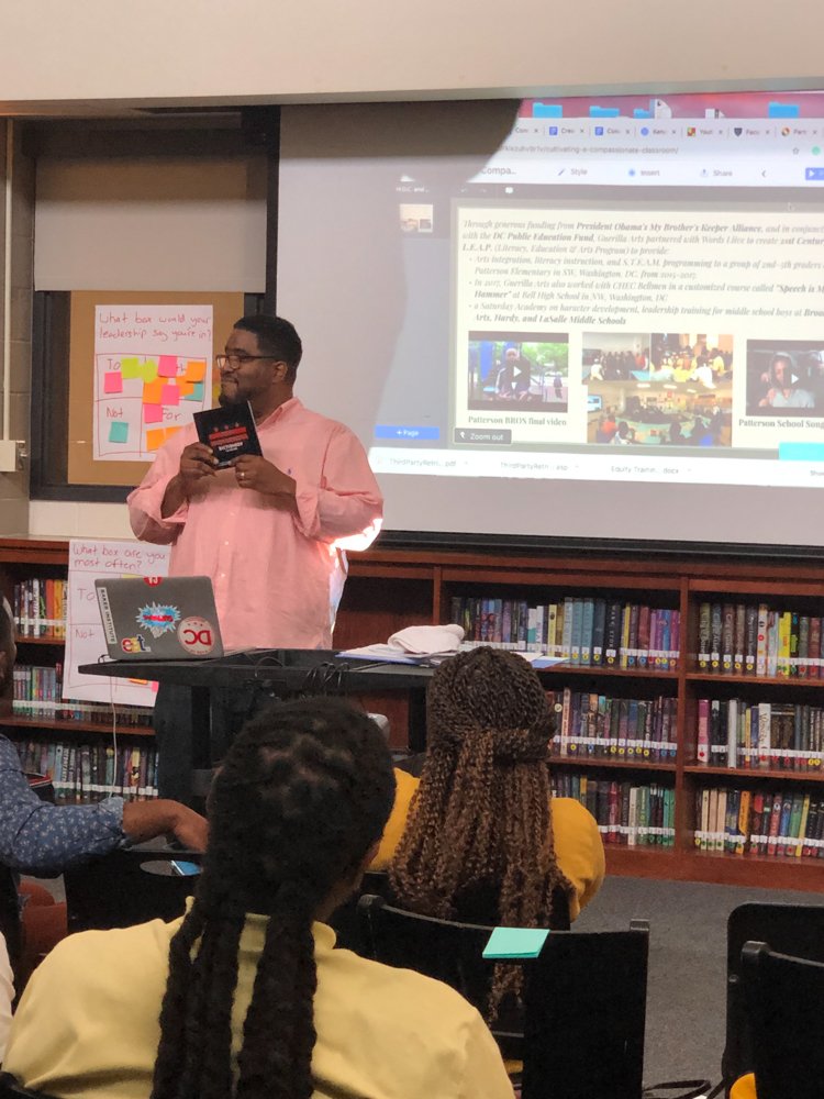 schooltalk_inc's tweet photo. We had another great @RestorativeDC Summer Intensive at @CHECDC . Anthony @asheru of @GuerillaArts gave us a wealth of knowledge on how to communicate with the youth in their own language. #circleupdc #restorativejustice #ossedc #dcpublicschools https://t.co/8nfle8ggb7