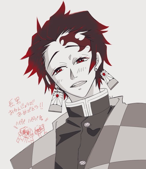 虎井さんがTwitterに投稿した竈門炭治郎(鬼滅の刃)のイラスト。