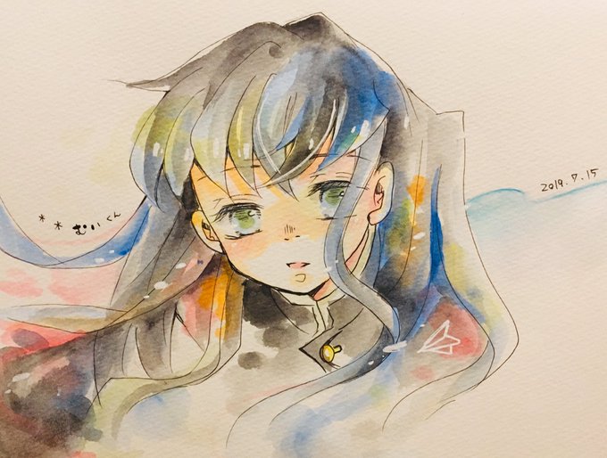 そらあかねさんがTwitterに投稿した時透無一郎(鬼滅の刃)のイラスト。