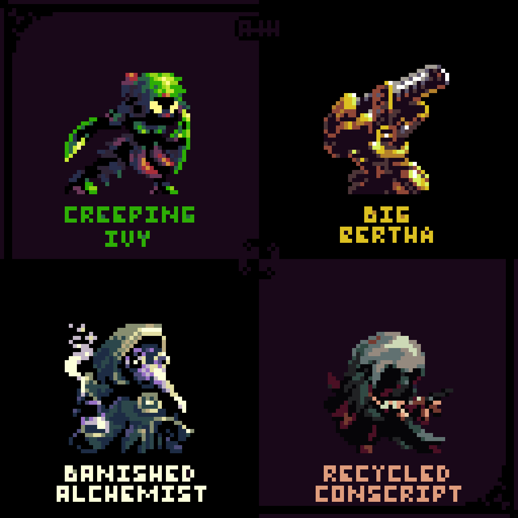 Artificer-111 on X: 32x32 #pixelart characters (and a turret) designs for  the PixelJoint At War weekly challenge. #asperite   / X