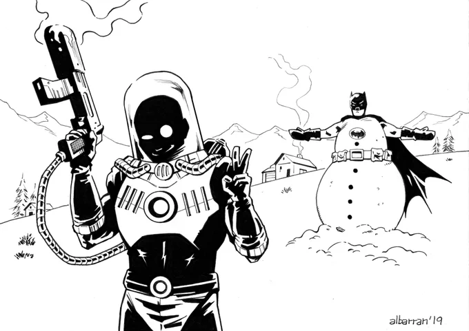 I get asked to draw the most fun things. Mr. Freeze vs. Batman commission 