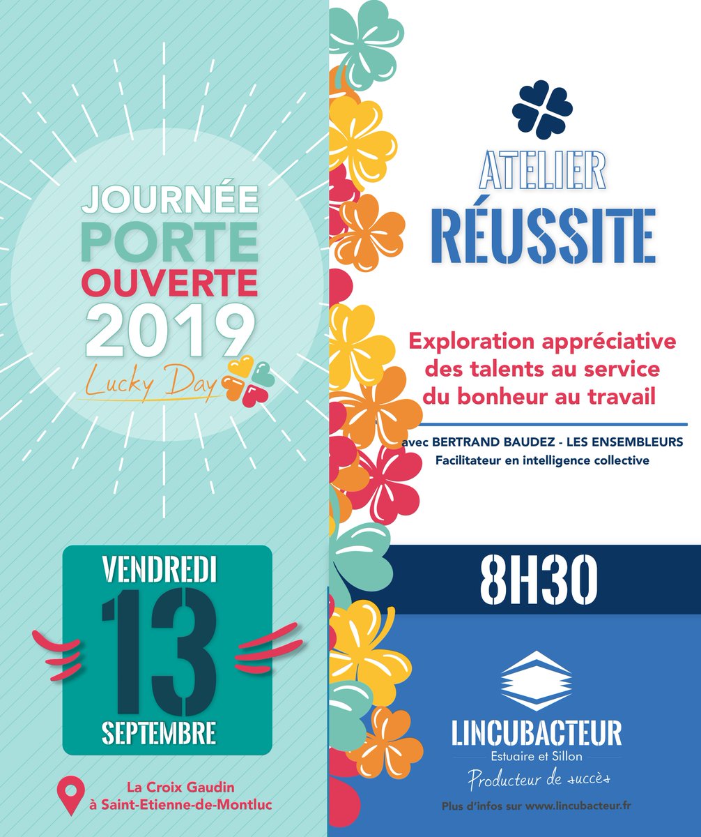 [EVENEMENT] #PortesOuvertes #LuckyDay1309 🍀 Inscriptions officiellement ouvertes pour les différents ateliers : 
🔑 Atelier réussite : eventbrite.fr/e/billets-atel…