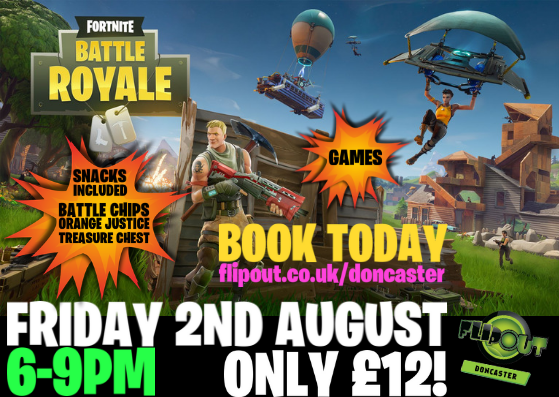 TICKETS NOW ON SALE FOR OUR UNMISSABLE FORTNITE EVENT!

Click the event link below to buy tickets! Be quick....limited availability for this fantastic evening of fun!
facebook.com/events/4941183…
💥🛡💥
#Fortnite #FortniteBattleRoyale #flipout <a href="/Frenchgate/">Frenchgate</a> frenchgate <a href="/flipoutdonny/">Flip Out Doncaster</a>