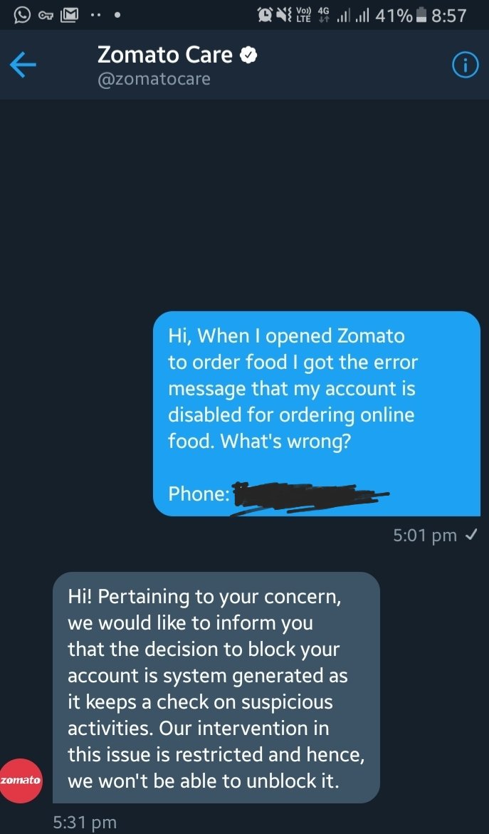 nixmaniack's tweet photo. @Zomato @ZomatoIN @zomatocare Didn't expect this. Has skynet taken over your systems? Why can't you fix this :-(? I'm still very much human. https://t.co/4AY7h7M2aU