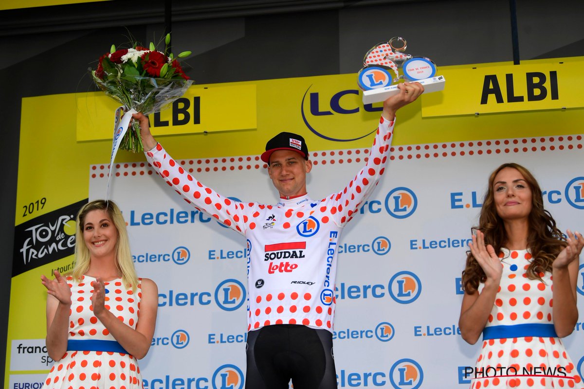 Eighth polka dot jersey for @Tim_Wellens 👊 🔴⚪️
#TDF2018